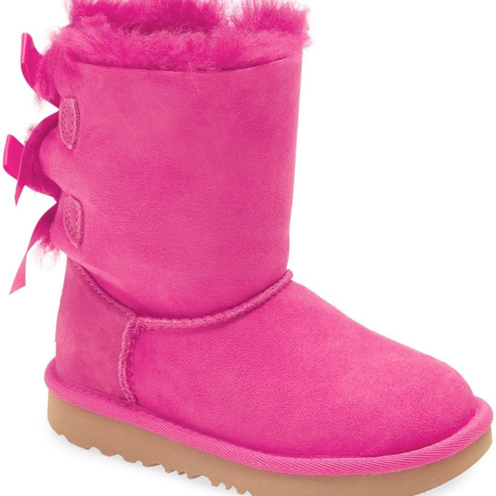 UGG Australia Pink Bailey Bow II Water Resistant Genuine Girls Boots - Picture 4 of 5